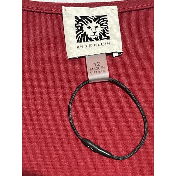 Ann Klein Wrap Dress Size 12 Red Knit Stretch Classic Office Career Workwear - Picture 8 of 10